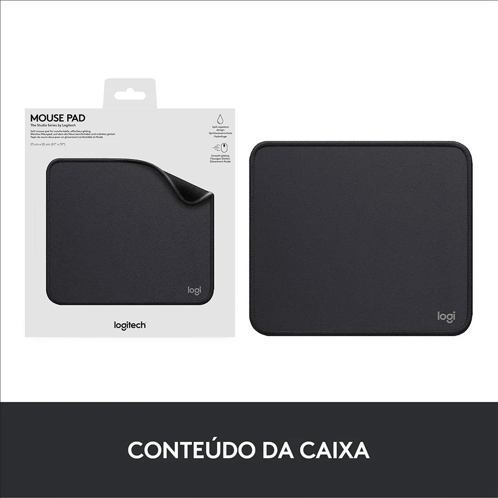 Imagem 4 de 5 do produto Mouse Pad Logitech  Studio Series, Portátil,Antiderrapante, 20x23Cm, Grafite - 956-000035
