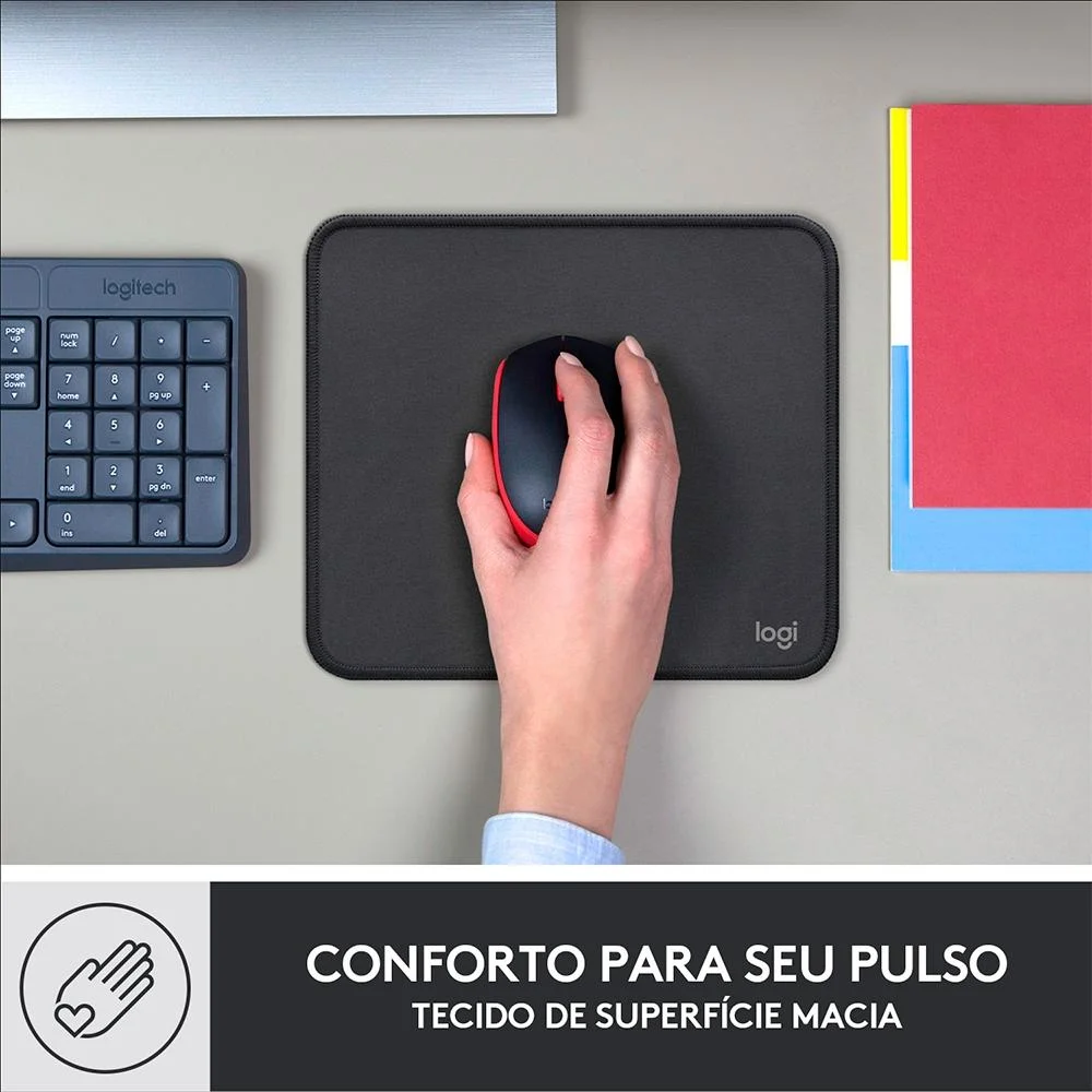 Imagem 5 de 5 do produto Mouse Pad Logitech  Studio Series, Portátil,Antiderrapante, 20x23Cm, Grafite - 956-000035