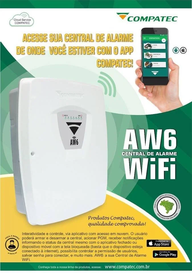 Imagem 4 de 4 do produto Central, Alarme, Wifi Aw6 Com App Para Android E Iphone Compatec
