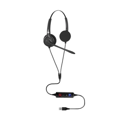 Headset Biauricular Controle De Volume No Cabo Top Use Fp 350 Premium Usb