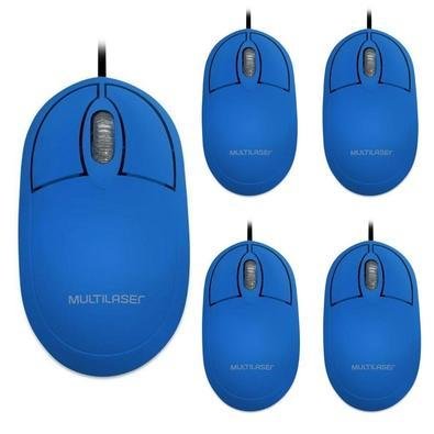 Combo 5x Mouse Multi Classic Box, Óptico, Azul Blue - Mo305