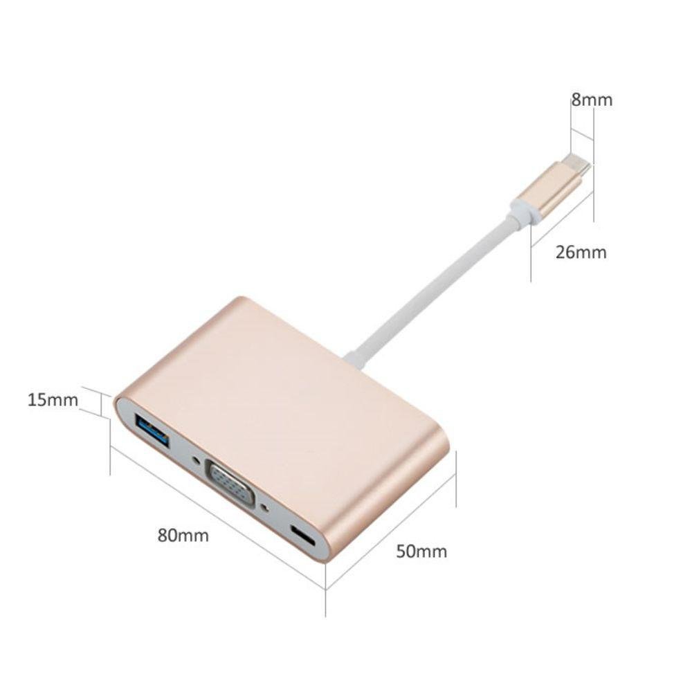 Imagem 2 de 5 do produto Cabo USB 3.1 Tipo C, A Macho P/ USB Versão 3.0, VGA E USB 3.1 Tipo C, Sendo Fêmeas