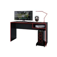 Mesa Gamer Caemmum Pixel, Preto E Vermelho, com Apoio para CPU, 1 Nicho