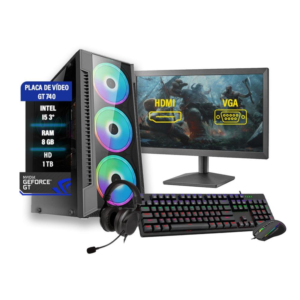 Pc Gamer Completo Intel I5 8gb Hd 1tb Placa De Vídeo Monitor