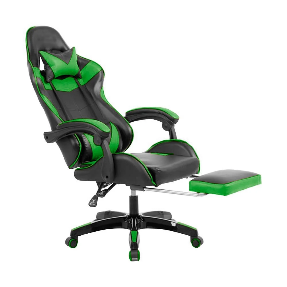 Imagem 2 de 5 do produto Cadeira Gamer Prizi Jx-1039g, Até 120 Kg, com Almofadas para Pescoço e Lombar, Regulagem de altura, Verde