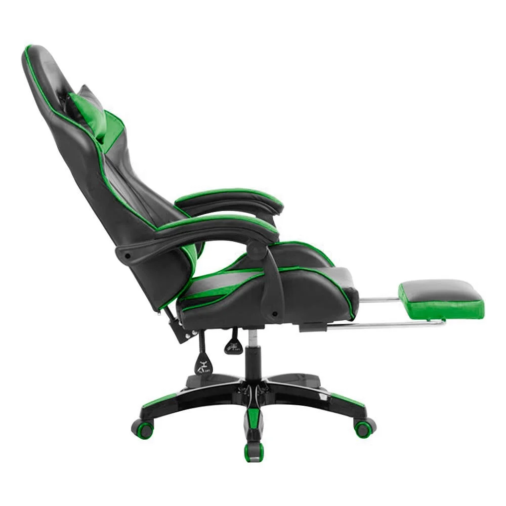 Imagem 3 de 5 do produto Cadeira Gamer Prizi Jx-1039g, Até 120 Kg, com Almofadas para Pescoço e Lombar, Regulagem de altura, Verde