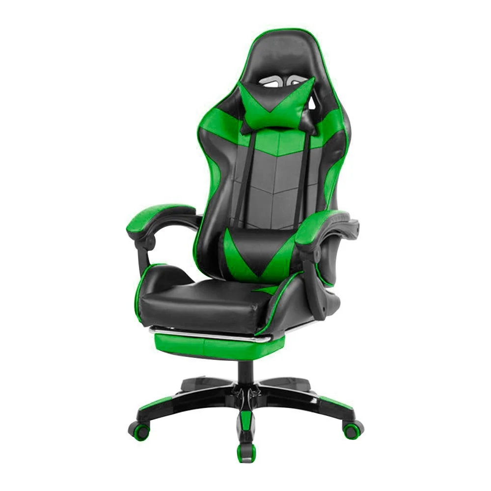 Imagem 4 de 5 do produto Cadeira Gamer Prizi Jx-1039g, Até 120 Kg, com Almofadas para Pescoço e Lombar, Regulagem de altura, Verde