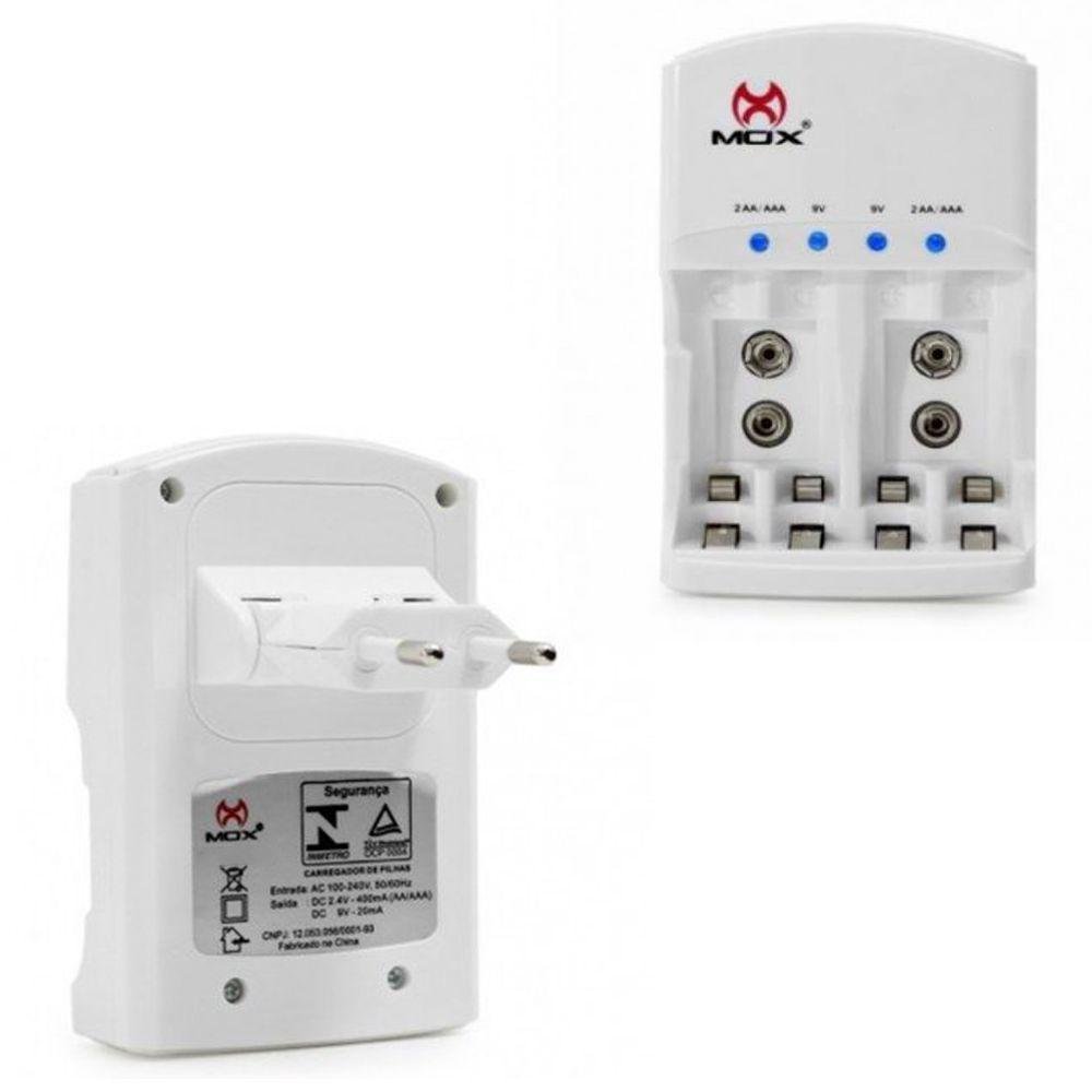 Carregador Com 4 Pilhas Aaa 1000 Mah Recarregáveis Mox Mo Cp52 Desligamento Automático E Led Carregador Com 4 Pilhas Aaa 1000 Mah Recarregáveis Mox Mo Cp52 Desligamento Automático E Led