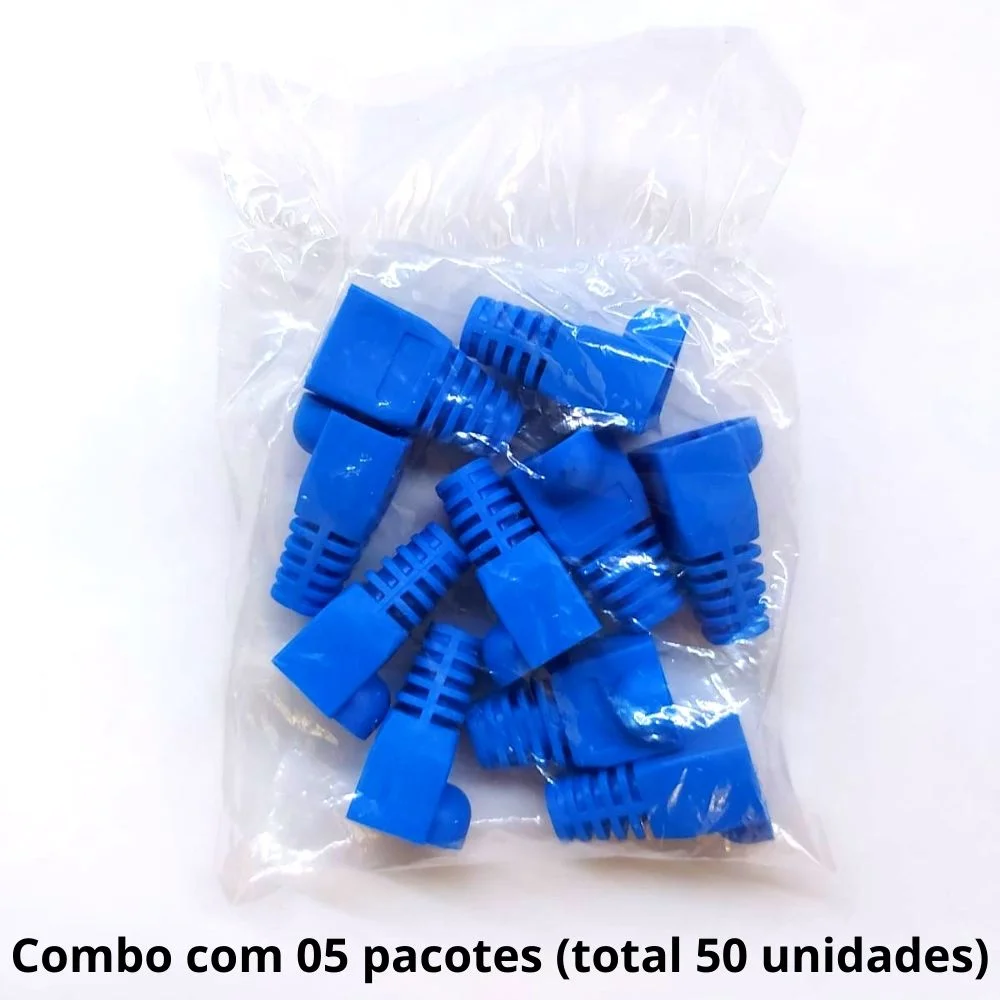 Imagem 2 de 2 do produto Pacote / Kit Com 50 Unid. Capas Para Plug Rj45 Azul