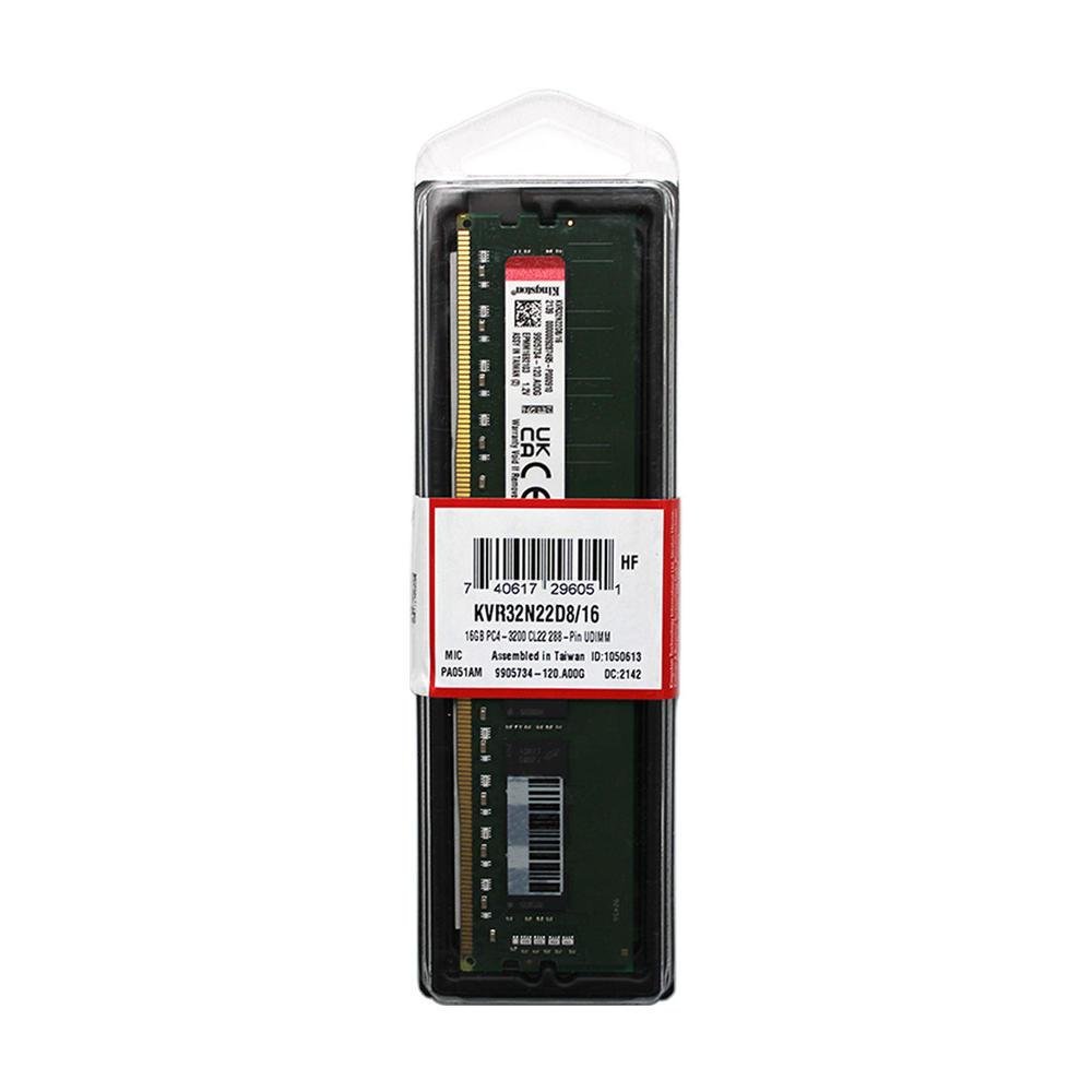 Memória Kingston, 16GB, 3200MHz, DDR4, CL22 - KVR32N22D8/16