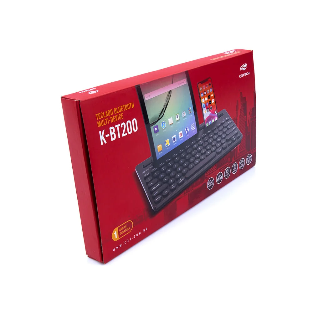 Imagem 3 de 5 do produto Teclado Bluetooth C3tech K-bt200bk Multi-device C/ Suporte Tablet Smartphone - Preto