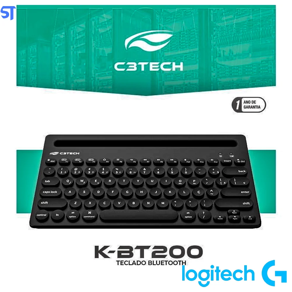 Imagem 4 de 5 do produto Teclado Bluetooth C3tech K-bt200bk Multi-device C/ Suporte Tablet Smartphone - Preto