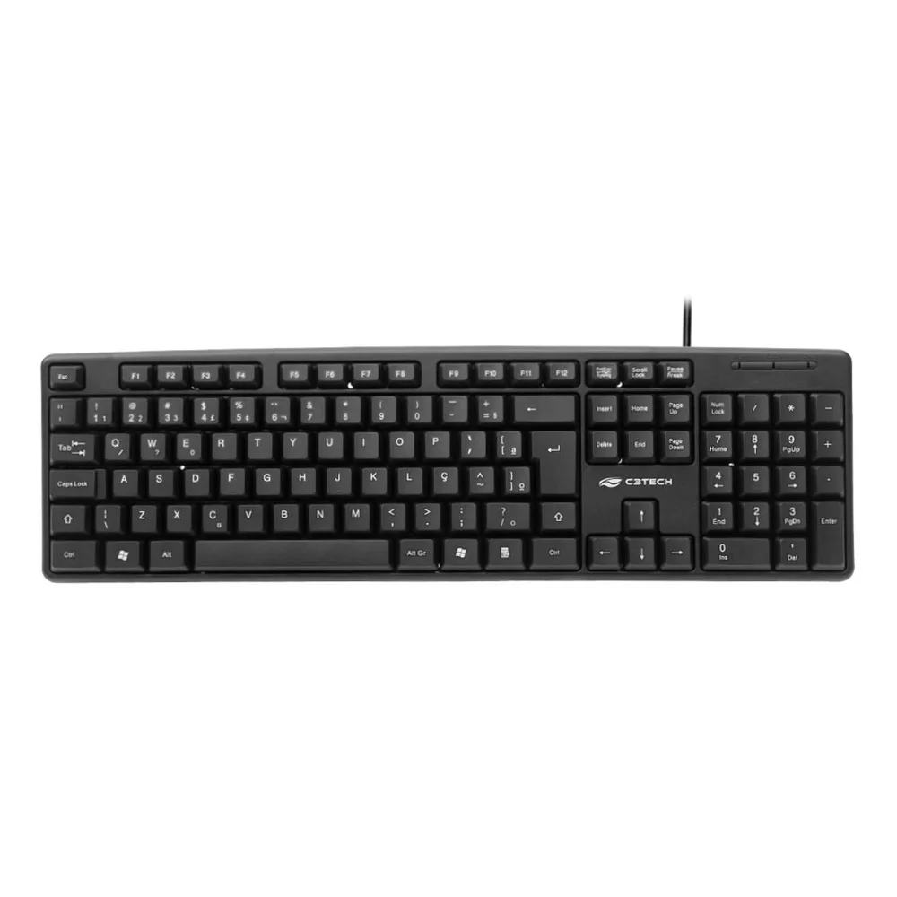 Imagem 2 de 4 do produto Teclado C3tech Kb-15bk, USB, ABNT2, Anti-Respingo, Preto