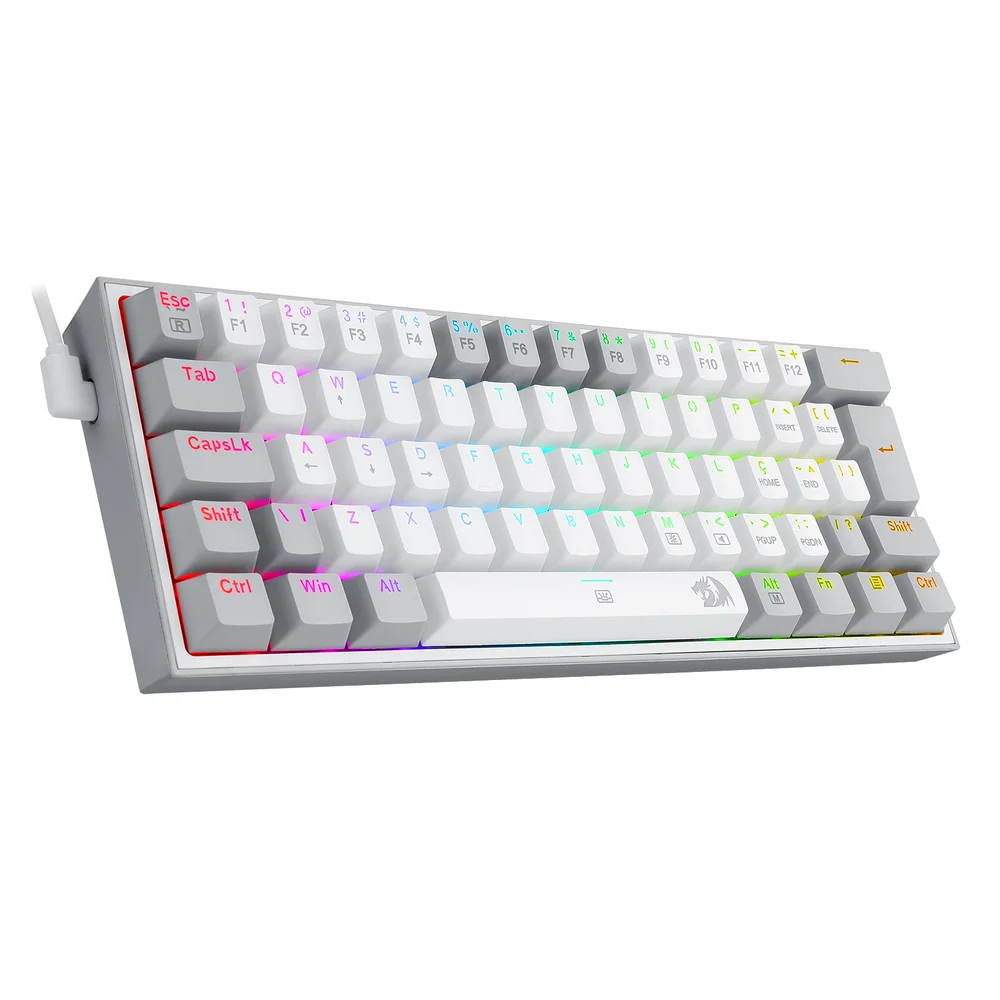 Teclado Gamer Com Fio 60 por cento Redragon Fizz Rgb Lunar Dawn Branco E Cinza Outemu Mk2 Blue Abnt2 - K617-rgb-wg (blue) Teclado Gamer Com Fio 60 por cento Redragon Fizz Rgb Lunar Dawn Branco E Cinza Outemu Mk2 Blue Abnt2 - K617-rgb-wg (blue)