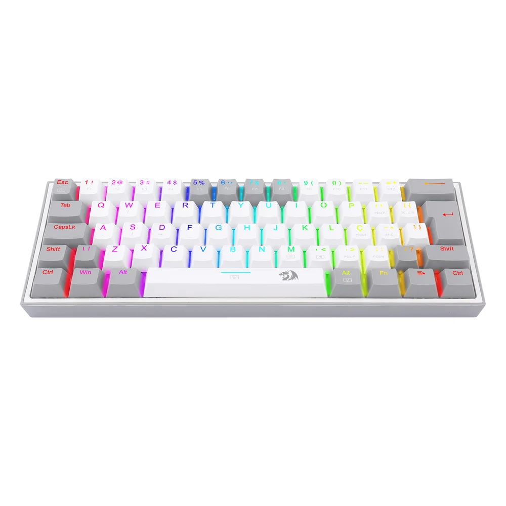 Teclado Gamer Com Fio 60 por cento Redragon Fizz Rgb Lunar Dawn Branco E Cinza Outemu Mk2 Blue Abnt2 - K617-rgb-wg (blue) Teclado Gamer Com Fio 60 por cento Redragon Fizz Rgb Lunar Dawn Branco E Cinza Outemu Mk2 Blue Abnt2 - K617-rgb-wg (blue)