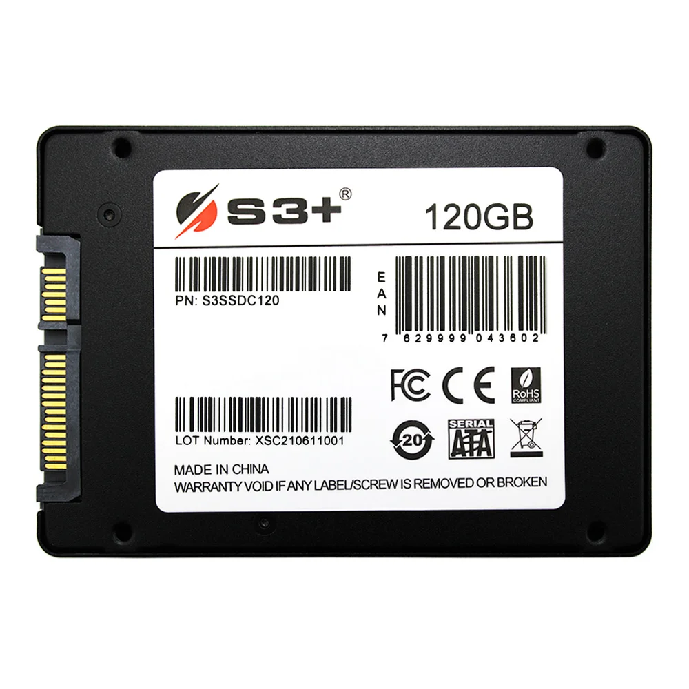 SSD S3+ S3SSDC120 120GB, SATA, Leitura 550MB/s, Gravação 500MB/s, Preto