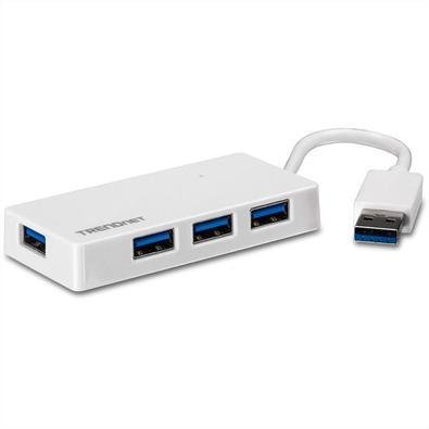 Cabo Extensor HUB USB 3.0, 4 Portas, 10 cm, Trendnet, Branco - Tu3-h4e