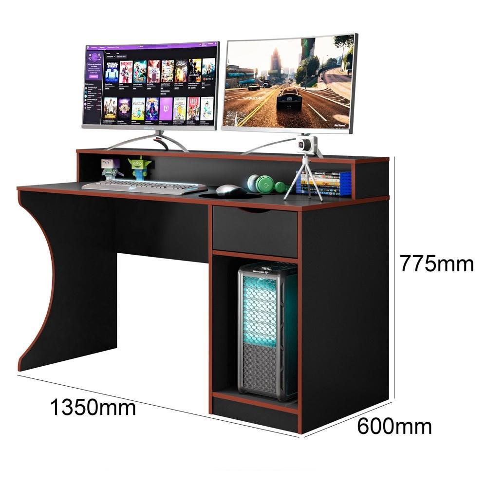 Imagem 4 de 4 do produto Mesa Para Computador Gamer Safira Preto/vermelho - Ssx Multicoisas