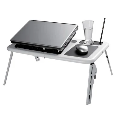 Mesa Dobrável E Ajustável Com 2 Cooler Para Notebook Com Suporte A Copo