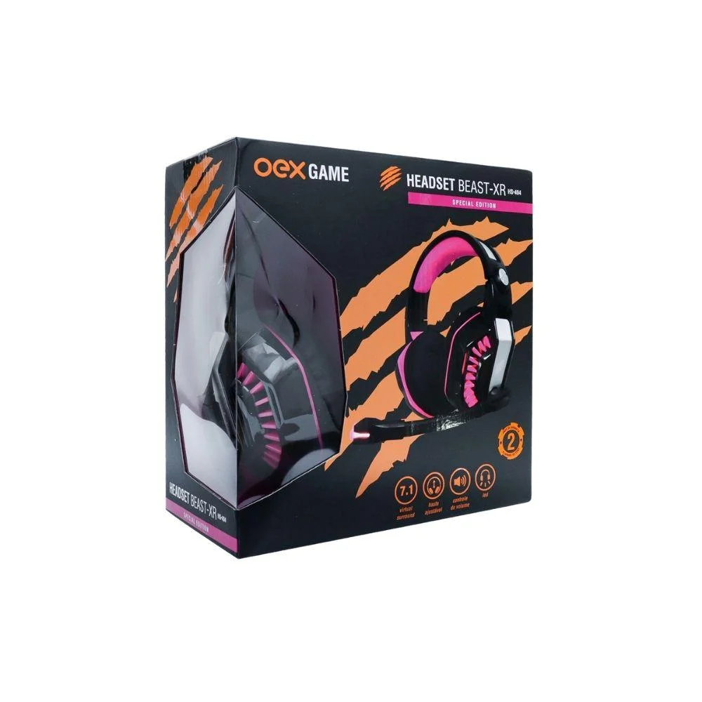 Imagem 4 de 4 do produto Headset Com Fio Beast-xr Oexgame Hs404 USB Rosa/pr