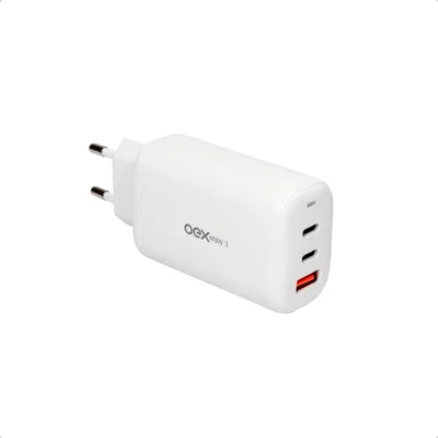 Fonte Carregador Tomada 65w 3 Portas Usb Tipo C Turbo Rápido