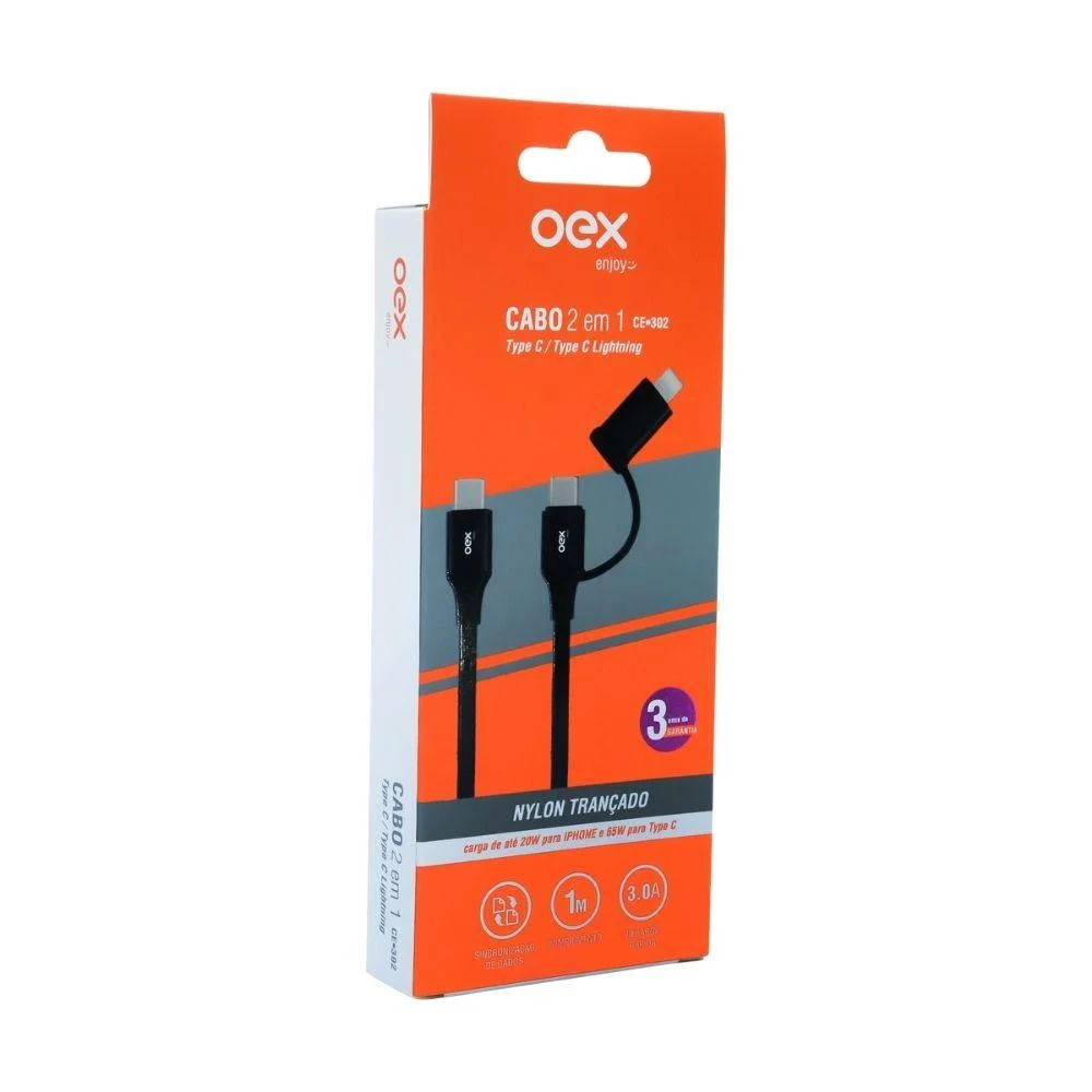 Imagem 2 de 3 do produto Cabo Usb 2 Em 1 Oex Enjoy Ce302