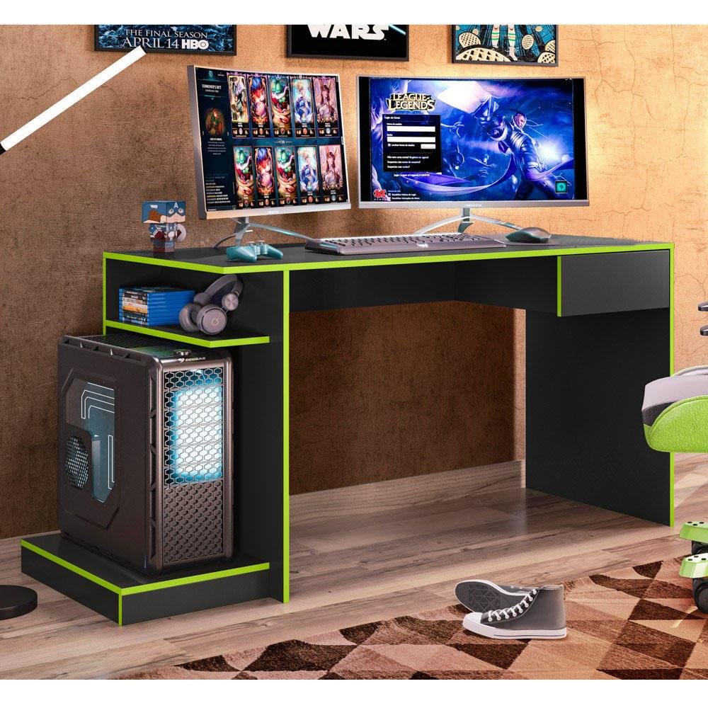 Imagem 3 de 4 do produto Mesa Para Computador Gamer Rubi, Preto/Verde