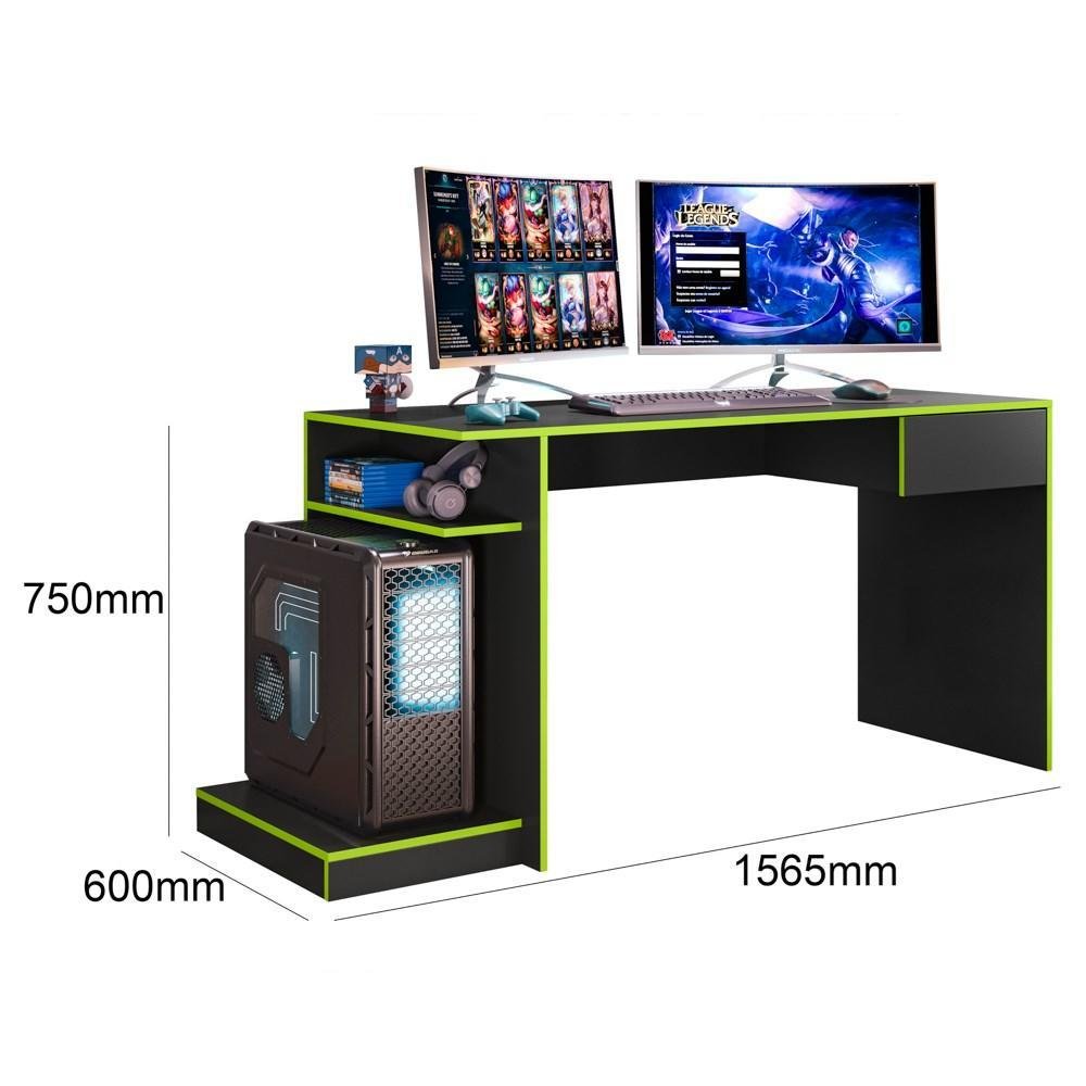 Imagem 4 de 4 do produto Mesa Para Computador Gamer Rubi, Preto/Verde