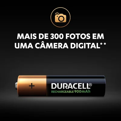 Pilha Recarregável AAA Duracell 900-mah, Cartela Com 4 Pilhas — foto 3