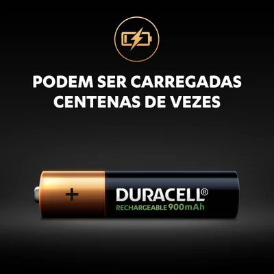 Pilha Recarregável AAA Duracell 900-mah, Cartela Com 4 Pilhas — foto 6