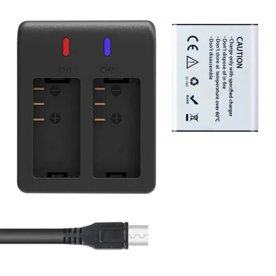 Carregador Duplo Micro-usb + 1 Bateria Para Akaso V50x