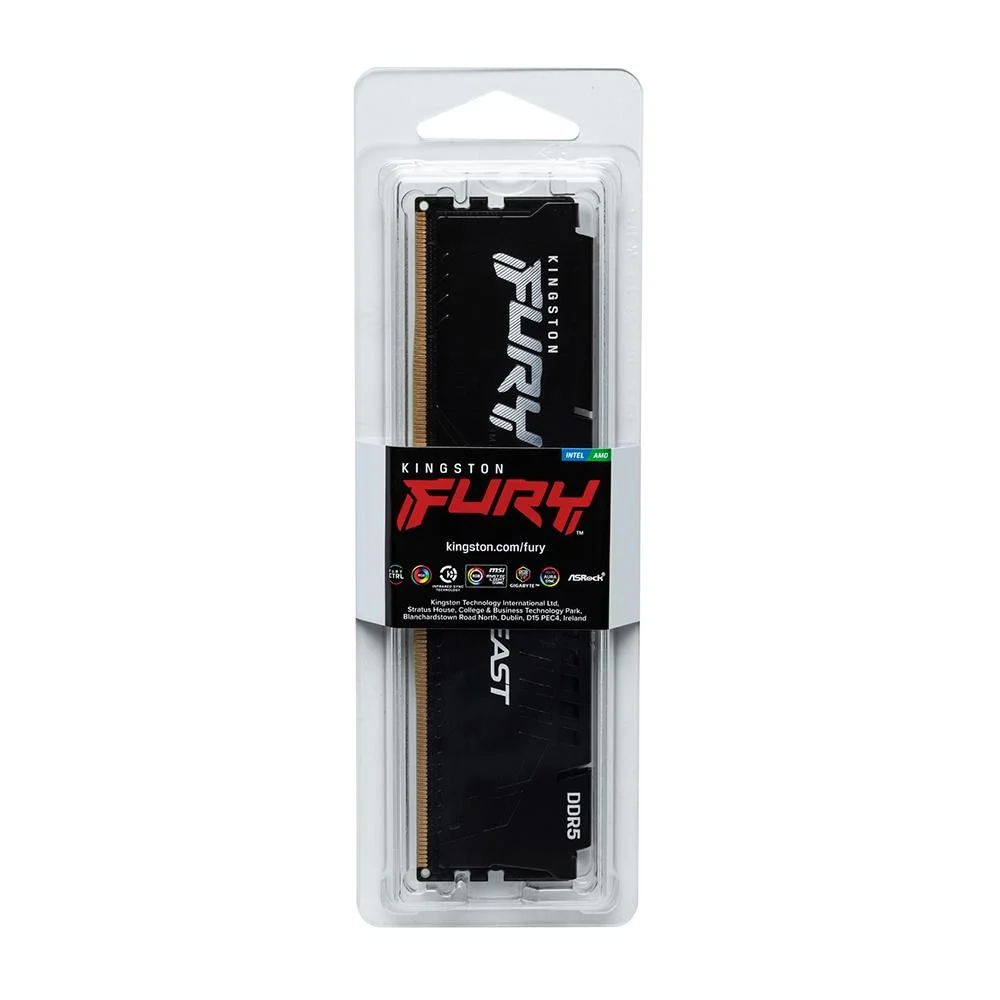 Imagem 2 de 5 do produto Memória Kingston Fury Beast, 16GB, 5200MHz, DDR5, CL40, Preto - KF552C40BB-16