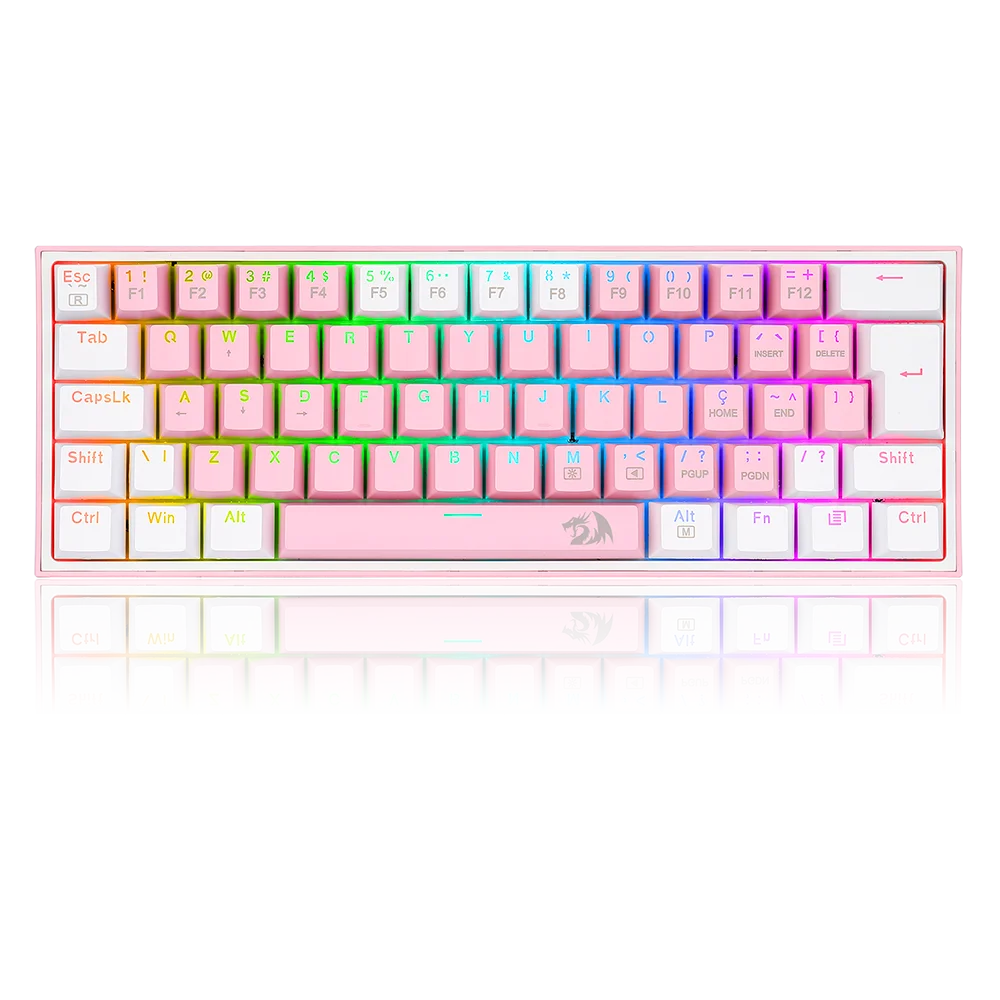 Teclado Mecânico Gamer Compacto Redragon Fizz Rosa E Branco Rgb K617-rgb-pw Teclado Mecânico Gamer Compacto Redragon Fizz Rosa E Branco Rgb K617-rgb-pw