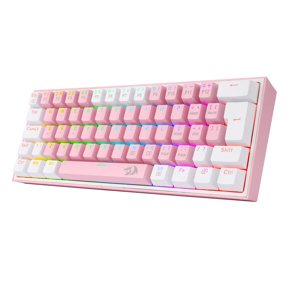 Teclado Mecânico Gamer Compacto Redragon Fizz Rosa E Branco Rgb K617-rgb-pw Teclado Mecânico Gamer Compacto Redragon Fizz Rosa E Branco Rgb K617-rgb-pw