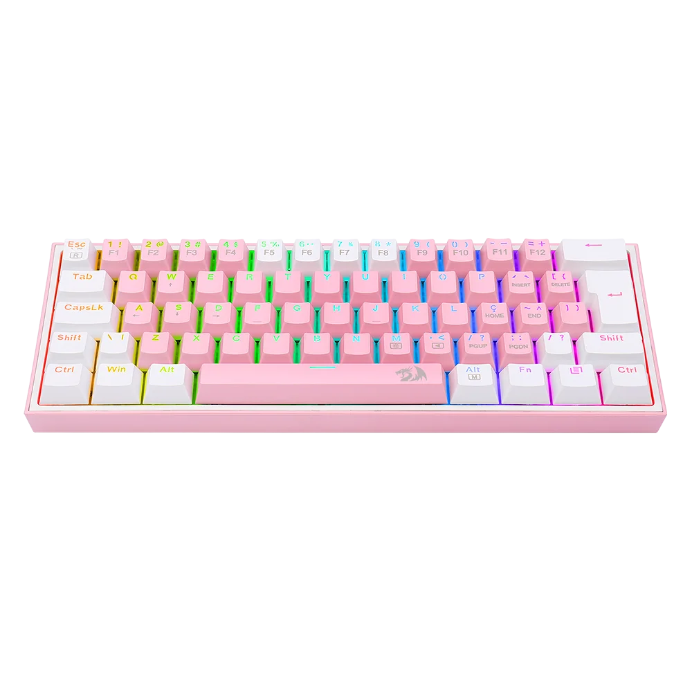Teclado Mecânico Gamer Compacto Redragon Fizz Rosa E Branco Rgb K617-rgb-pw Teclado Mecânico Gamer Compacto Redragon Fizz Rosa E Branco Rgb K617-rgb-pw