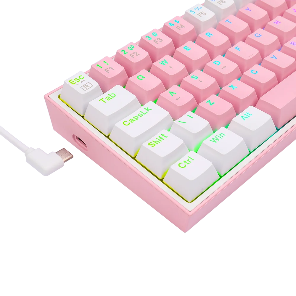Teclado Mecânico Gamer Compacto Redragon Fizz Rosa E Branco Rgb K617-rgb-pw Teclado Mecânico Gamer Compacto Redragon Fizz Rosa E Branco Rgb K617-rgb-pw