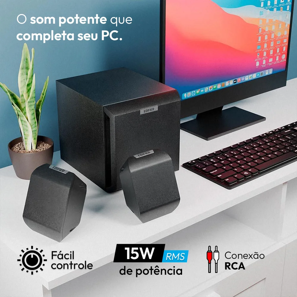 Imagem 4 de 5 do produto Caixa De Som para Pc X100B Edifier - 15w RMS de potência, Subwoofer, Bivolt