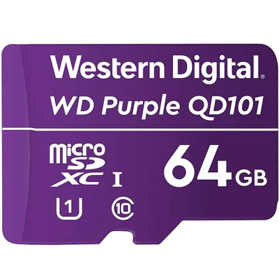 Cartão Intelbras MicroSD 64GB WD Purple Qd101, 32TBw, Para Segurança Eletrônica - 4600163