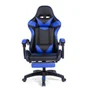 Cadeira Gamer Prizi Pz1006e, Até 120kg, Couro PU, Ângulo Ajustável, Descanso de Pé, Com Almofadas, Azul