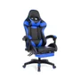 Cadeira Gamer Prizi Pz1006e, Até 120kg, Couro PU, Ângulo Ajustável, Descanso de Pé, Com Almofadas, Azul
