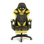 Cadeira Gamer Prizi PZ1006E, Até 120 Kg, Couro sintético de PU, Ângulo ajustável, Descanso de pé, Amarela