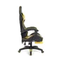 Cadeira Gamer Prizi PZ1006E, Até 120 Kg, Couro sintético de PU, Ângulo ajustável, Descanso de pé, Amarela