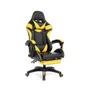 Cadeira Gamer Prizi PZ1006E, Até 120 Kg, Couro sintético de PU, Ângulo ajustável, Descanso de pé, Amarela