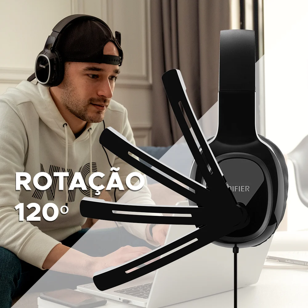 Imagem 2 de 5 do produto Headset Usb Profissional Com Placa De Som E Áudio Digital - Edifier K815 Com Microfone E Drivers De 40mm