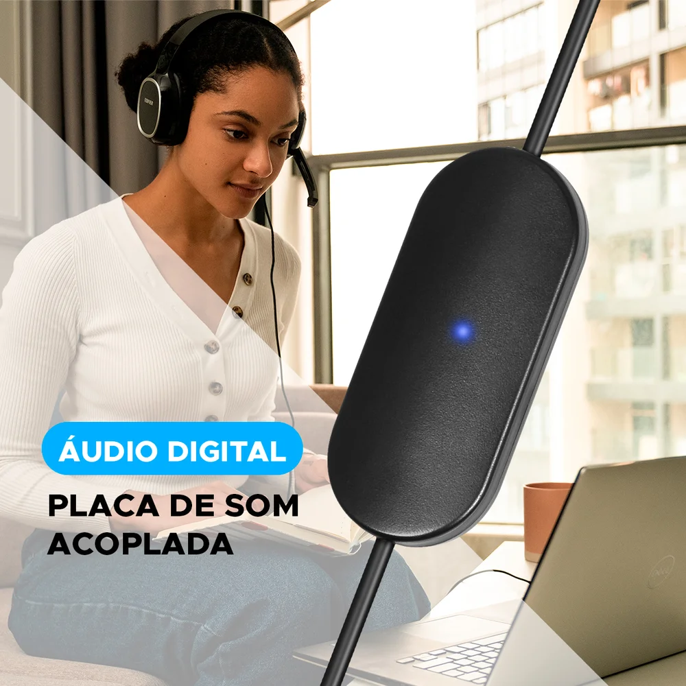 Imagem 4 de 5 do produto Headset Usb Profissional Com Placa De Som E Áudio Digital - Edifier K815 Com Microfone E Drivers De 40mm