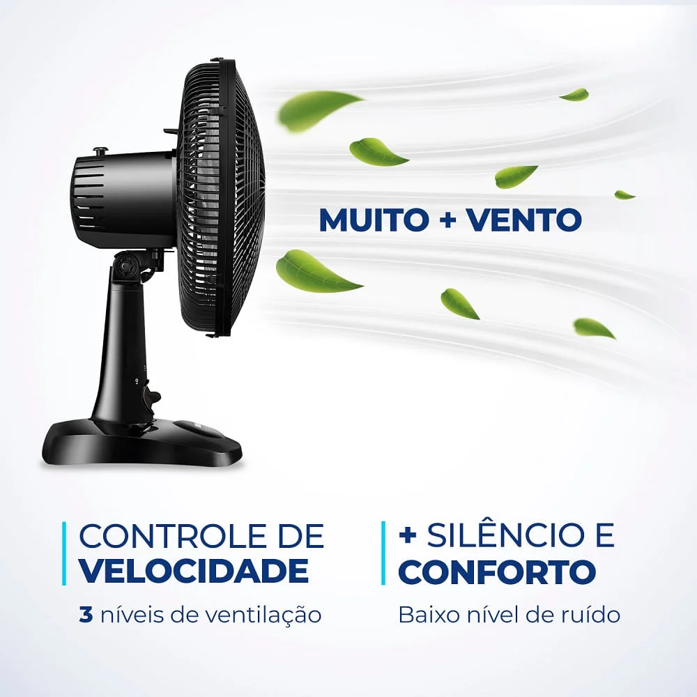 Imagem 2 de 5 do produto Ventilador De Mesa Mondial Super Power, 40cm, 6 Pás, 140W, Preto, 220v - Vsp-40-b