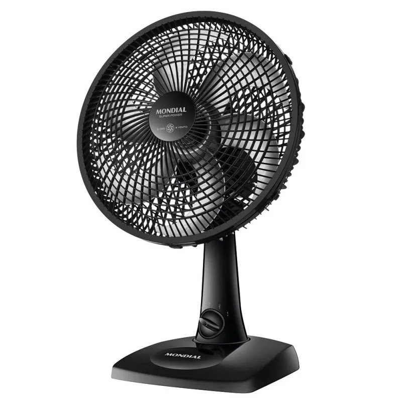 Ventilador De Mesa 30cm Super Power Mondial 60w Vsp-30-b 30 Cm Preto 127v Prata Polipropileno 6