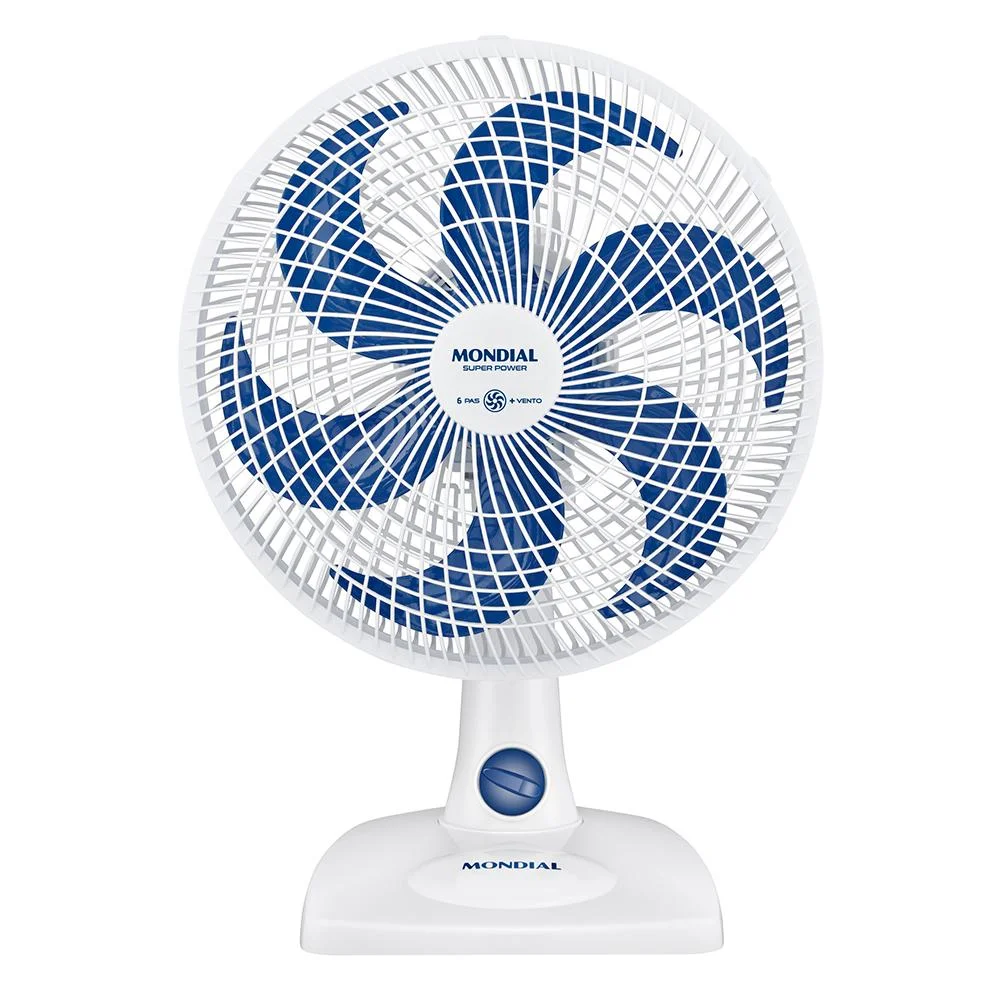 Ventilador De Mesa Mondial Super Power, 30cm, 6 Pás, 60w, Branco e Azul Escuro, 127v - Vsp-30-w Ventilador De Mesa Mondial Super Power, 30cm, 6 Pás, 60w, Branco e Azul Escuro, 127v - Vsp-30-w