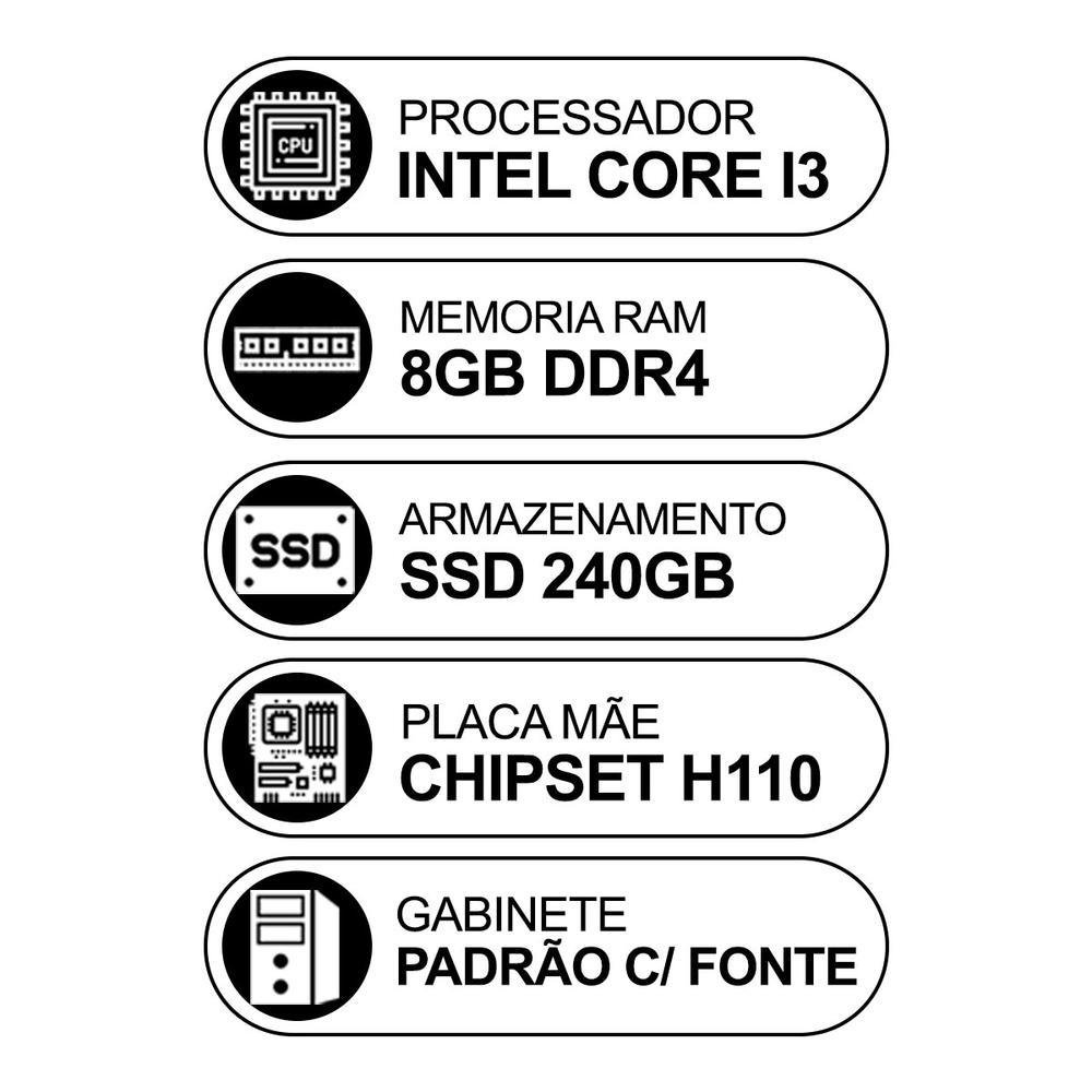 Computador Intel Core I3 8GB RAM SSD 240GB KaBuM