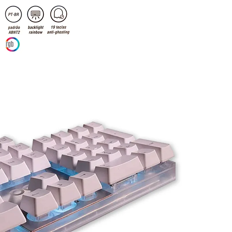 Imagem 2 de 4 do produto Teclado Gamer Force-x Usb Oex Iluminado Branco Tc201